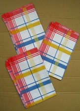 3 x Geschirrtuch Geschirrtücher weiß bunt kariert ca. 60 x 78 cm Vintage
