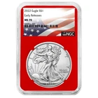 2022 $1 American Silver Eagle NGC MS70 ER Flag Label Red Core