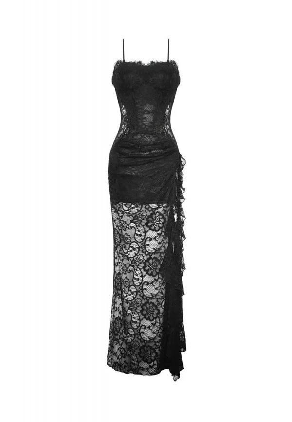 lace maxi dress ebay Viwenni Dress Womens M Lace Maxi Long Sleeve Top Blue Jersey Knit Formal Event