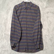 Jhane Barnes L Mens Shirt Multicolored Horizontal Stripe Button Up Casual Design
