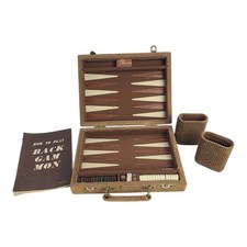 Vintage Stor-Mor Corduroy Backgammon Board Game Magnetic Travel Complete Case