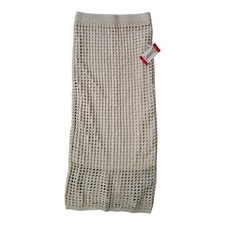 Steve Madden Crochet Midi Skirt Womens XS Beige Lined Elastic Waist NWT