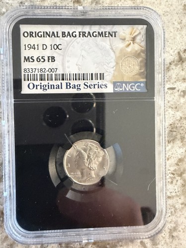 1941 D NGC MS65 FB Mercury Dime 10c Silver US Mint Original Bag Fragment Series