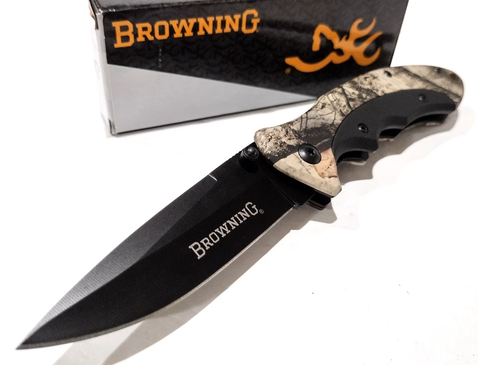 Cuchillo de Bolsillo Browning Modelo 276 Roble Mossy Soporte Camuflaje Punto de Caída Caza EDC Foto 3 de 4