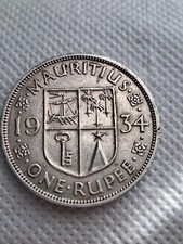 1934 Mauritius George V Rupee Silver