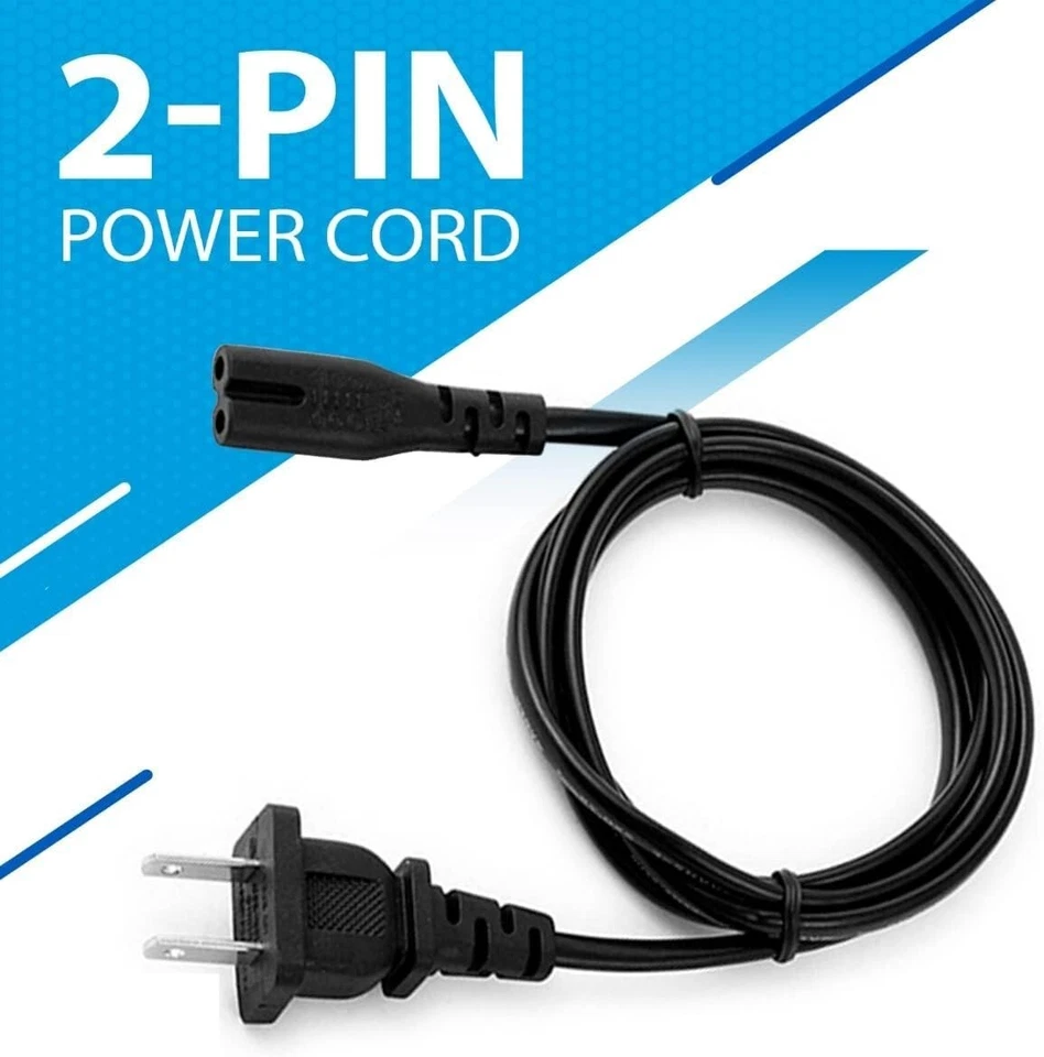 AC Power Cord 2 Prong Cable for PS 5 4 3 2 Slim XBOX PC Laptop PSV Monitor TV - Image 3 of 4