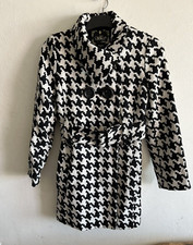 Yoki Hounds Tooth Coat Jacket Belted 3/4 Length Women's Xl