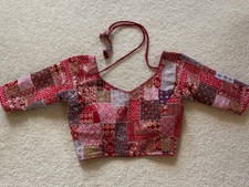 Bollywood Stitched Sari Blouse MIrror work Top Sz M / L Multi color