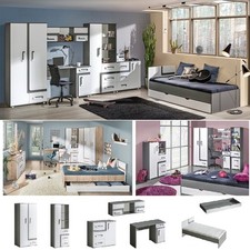 Jugendzimmer Kinderzimmer komplett ALEX Set E 8-teilig weiss Eiche Anthrazit NEU