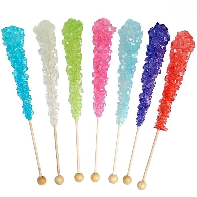 Surtido de palitos de azúcar Rock Candy - Paquete de 25 piruletas envueltas individualmente -