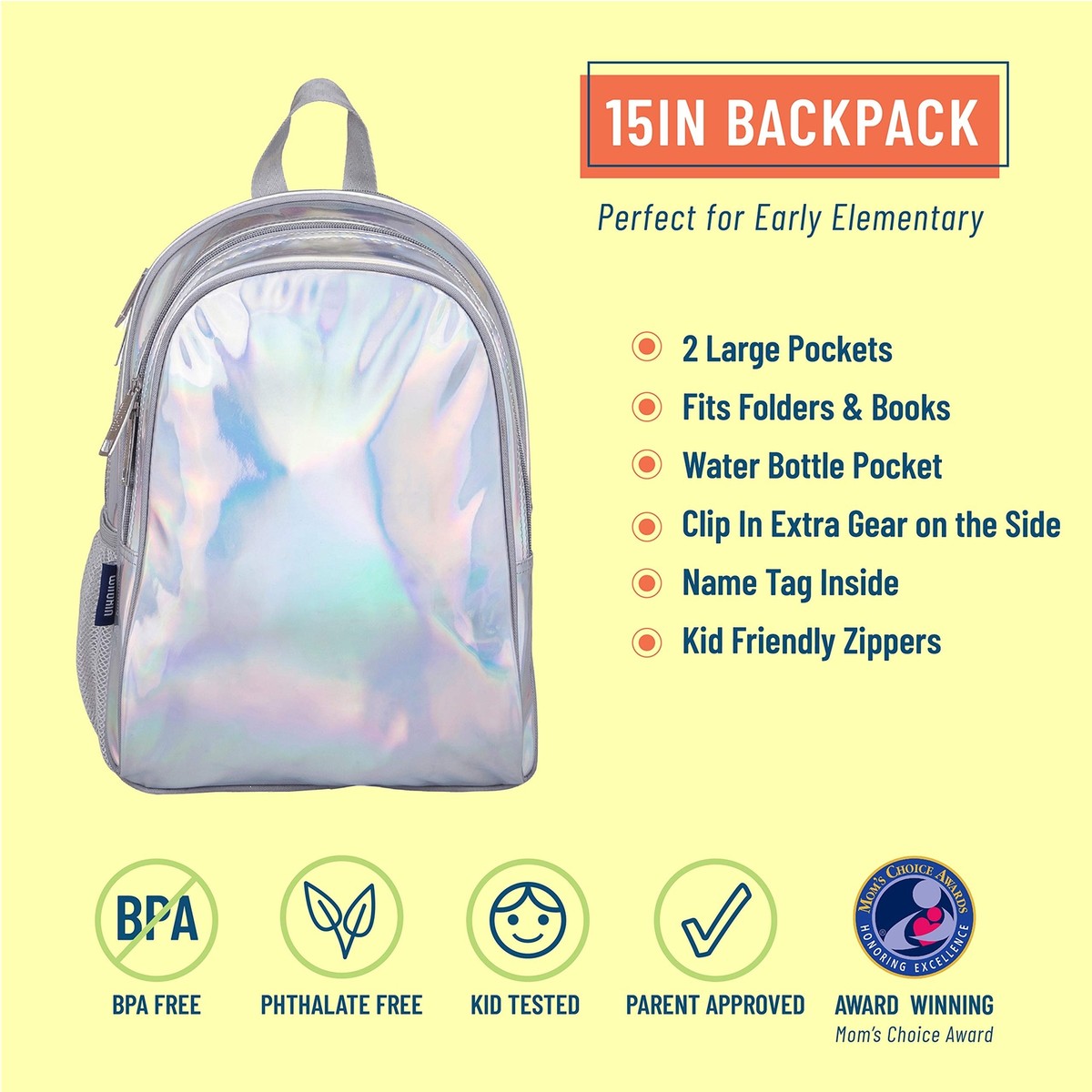 POWOFUN Kinderrucksack, 15 Zoll, Leicht & Bunt – Für Schule, Kindergarten & Reise, Mit Viel Stauraum