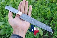 12" HAND FORGED DAMASCUS STEEL BREAD KNIFE MAKE YOUR OWN HANDLE AH -.1572