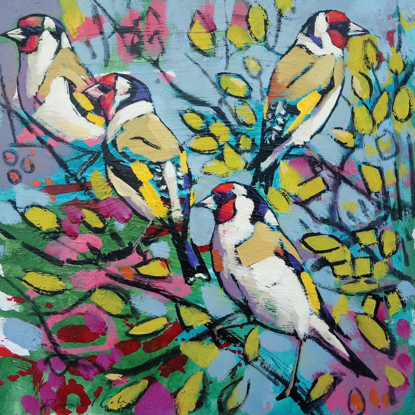 Goldfinches - Fine Art Blank Greeting / Birthday Card -  British Birds Bird