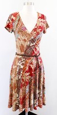 Lauren Ralph Lauren Paisley Patchwork Print A Line Ruched Dress Belted Size S