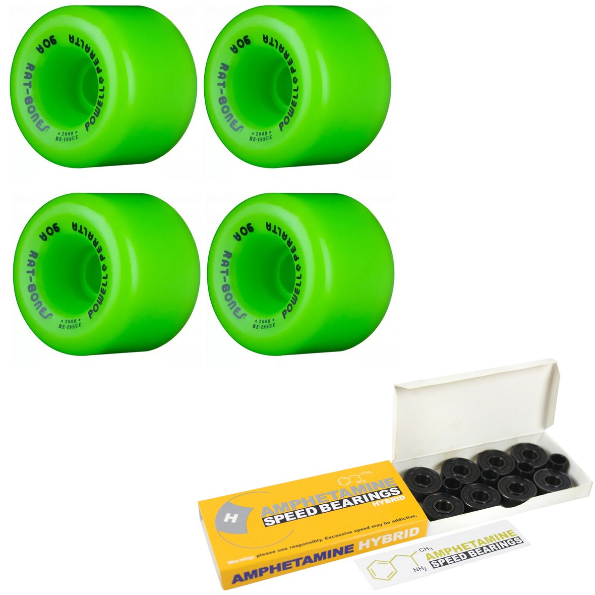 POWELL RAT BONES ホイール グリーン 60mm 90a Powell Peralta Rat Bones 60 mm 90A Green Skateboard Wheels