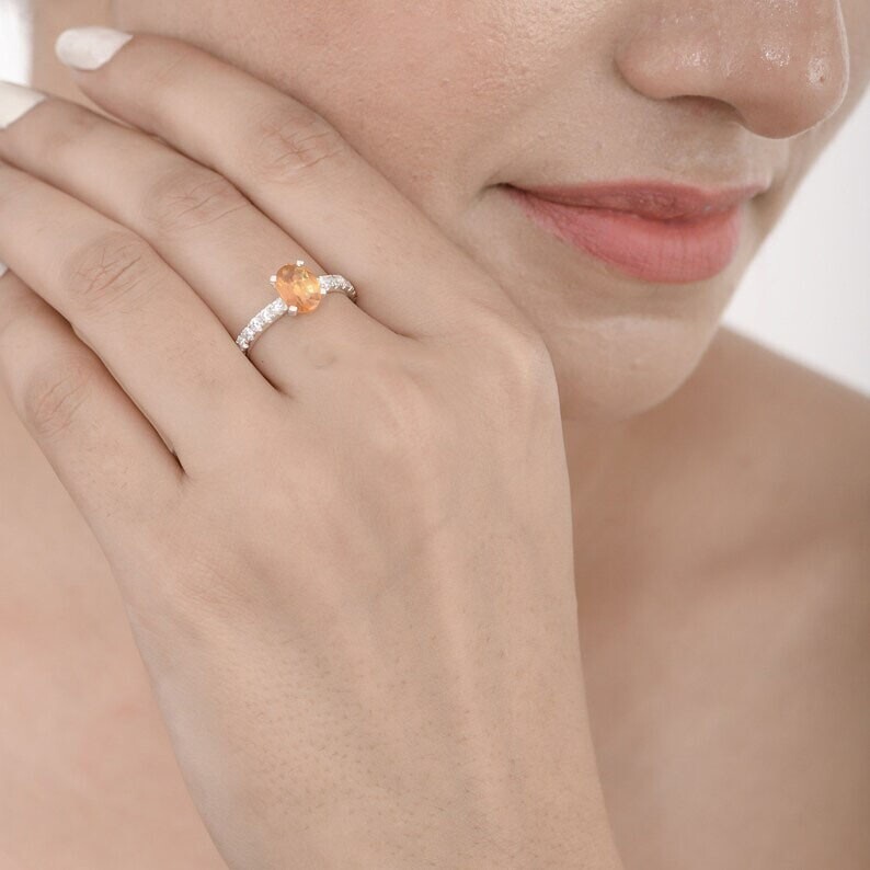 Elegant Silver November Birthstone Engagement Ring for Mother’s Day Gift-image