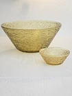 Vintage Anchor Hocking Soreno Chip & Dip Bowl Set Textured Amber Honey Glass