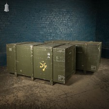 Military Shipping Crates, Pair of Green Painted Wooden Aircraft Part Shipping Bo