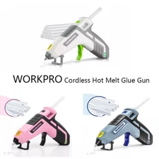 WORKPRO Cordless Rechargeable Hot Melt Glue Gun Fast Preheating Multi-color NEW