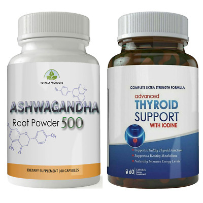 Ashwagandha Root Powder & Thyroid Support with Iodine Weight Management ...