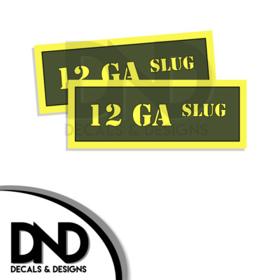 12 GA SHOT Ammo Can Decal Gun Ammunition Box Firearm Gloss Sticker AG - 2 Pack