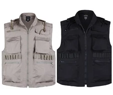 MENS Fishing Gaming Camping Outdoor Ranger Vest Security Uniform -Black / Khaki
