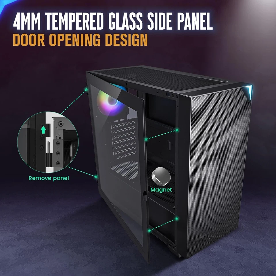 AL800 Full Tower PC Computer Case - Door Opening Design Tempered Glass, E-ATX/AT - Image 2 of 4