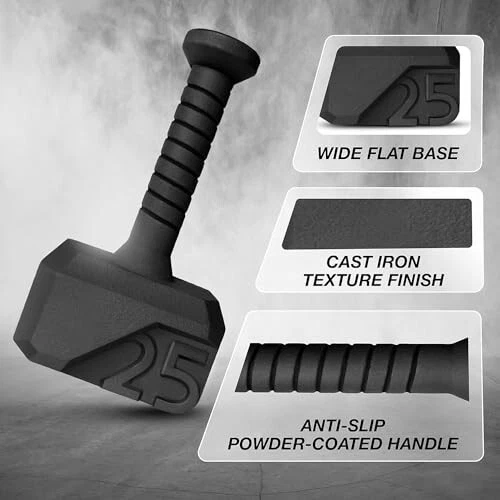 Yes4All 25 lb Hammer Kettlebell mango antideslizante entrenamiento para pesas Macebell Ex Foto 2 de 4