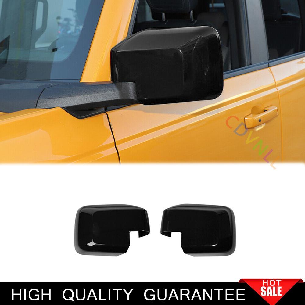 Car Side Rearview Mirror Cover Trim2PCS For Ford Bronco 2021-2024 Bright Black