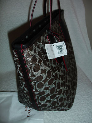 NWT Coach 34595 Signature Canvas Taxi Tote LI/Black/Saddle