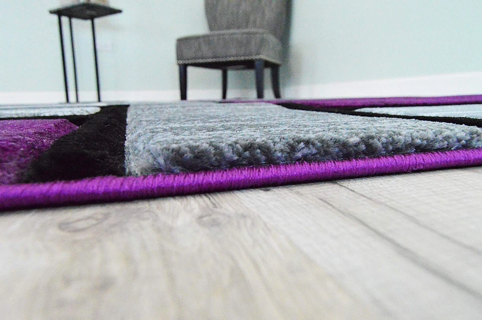 Современный резной ковер премиум-класса 3995 фиолетовый серый 6 футов 6 дюймов x 6 футов 6 дюймов R - Изображение 4 из 4