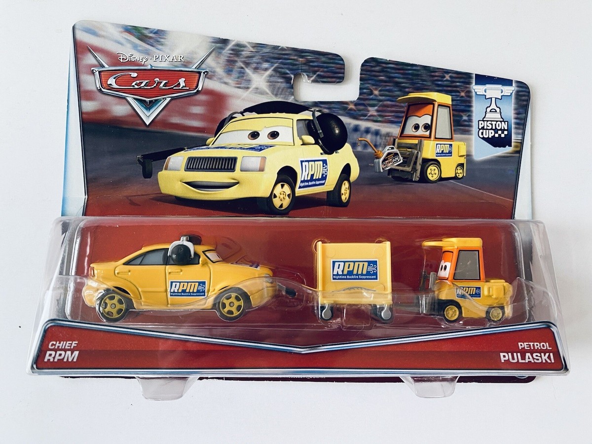 DISNEY CARS PISTON CUP LOT OF 2 Chief RPM Petrol Pulaski Bob