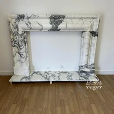 BEAUTIFUL ITALIAN ARABASCATO MID CENTURY MODERN MARBLE FIREPLACE MANTEL - ACM5