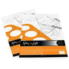 Ashton and Wright - A3 Grey-Grid Graph Pad - 80gsm Paper -60 Sheets - Pack of 5