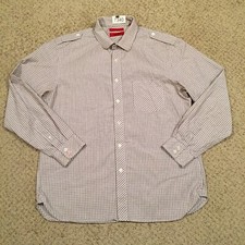 Alfani Shirt Mens Large Gray Plaid Long Sleeve Button Up Fitted