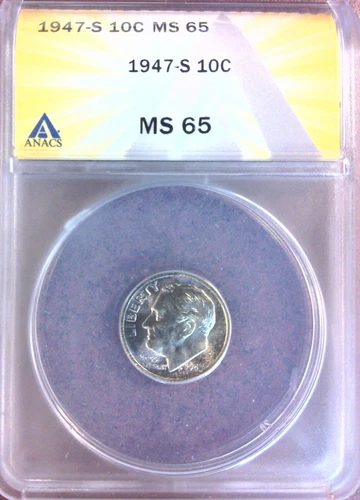 1947-S ROOSEVELT DIME ANACS MS-65 (2227793)