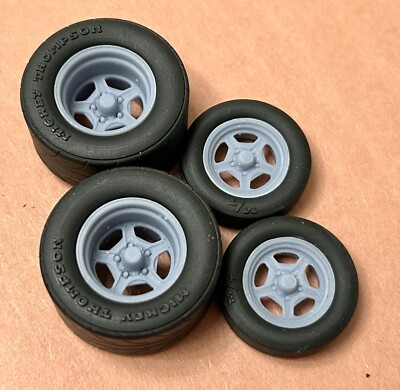 1/24 Scale:  Resin 17/15-inch  Billet Street Lite  Drag Wheels W/ Cheater Slicks