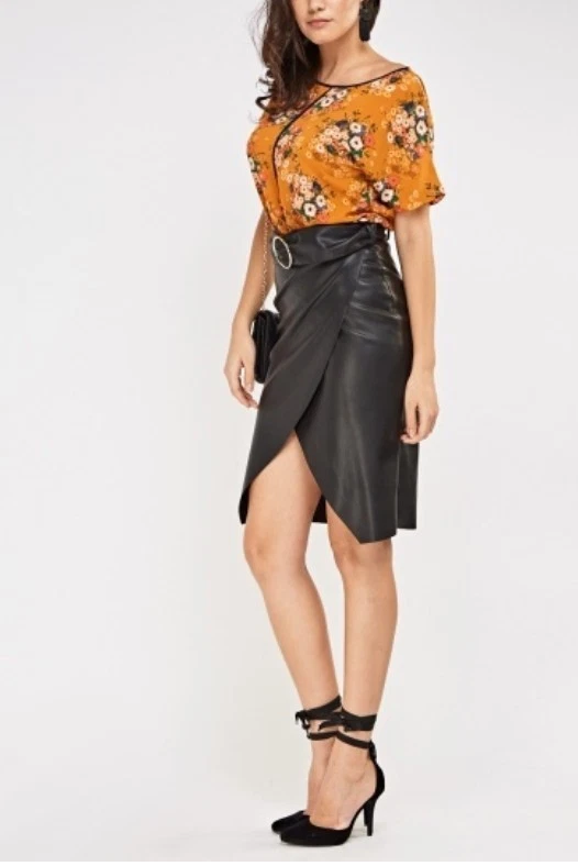 Leather wrap hotsell skirt uk