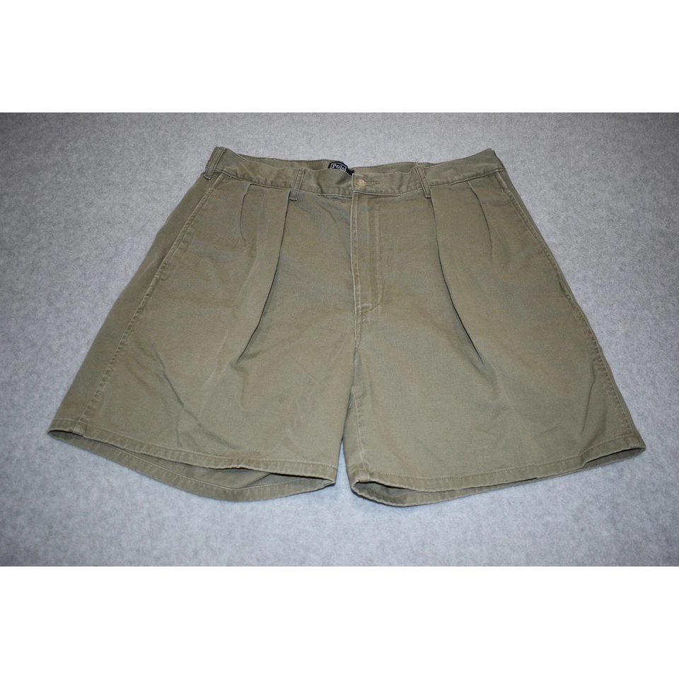 Pantalones Cortos Polo Ralph Lauren De Colección Para Hombre Talla 35 Chinos Hechos en EE. UU. Plisados Entrepierna de 6" Foto 2 de 4