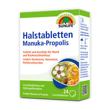 SUNLIFE® Halstabletten Manuka-Propolis 24 Stk Hustenreiz Heiserkeit Kratzen Hals