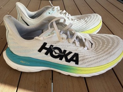 HOKA Mach 5 Men s Running Shoes White Blue Glass  Mens Size 10 Pre Owned