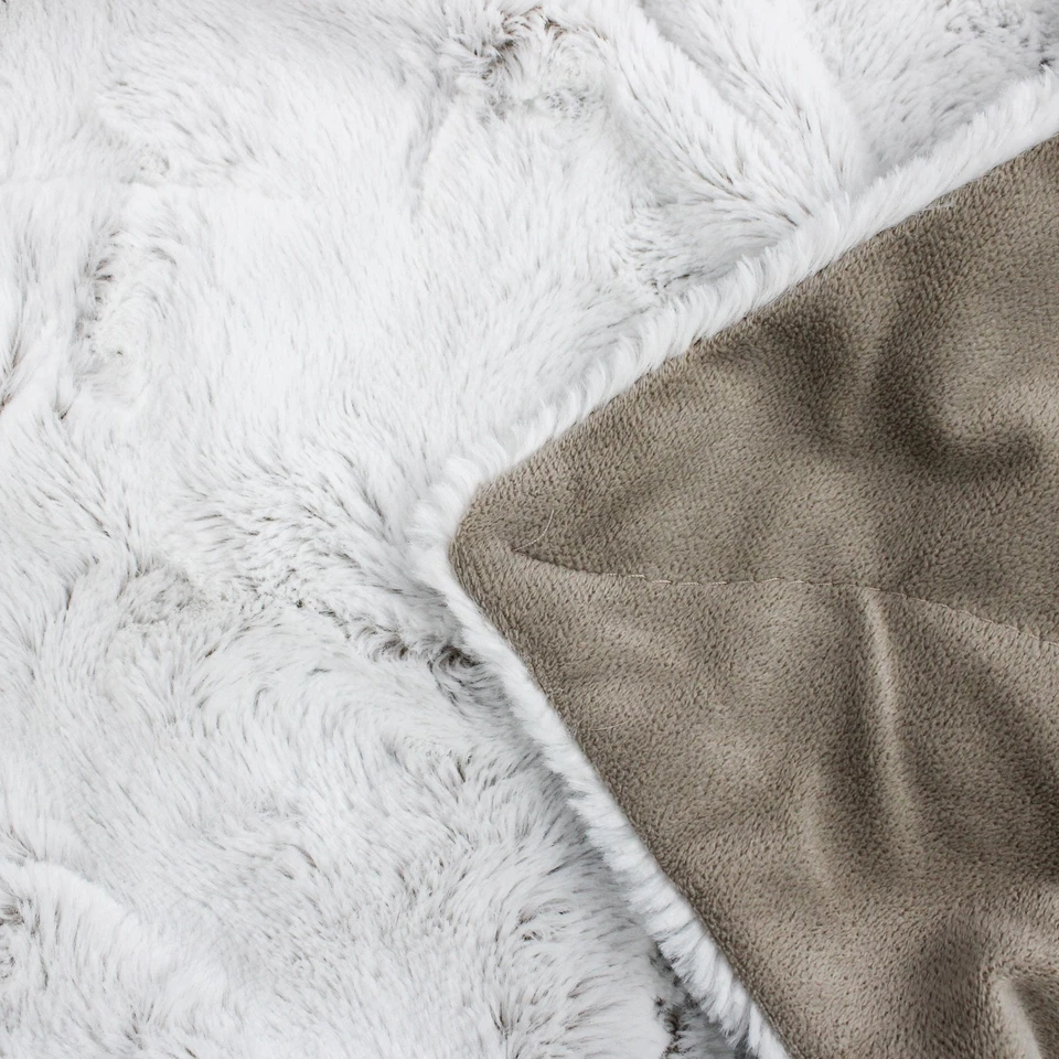 Max Studio Home Throw Blanket Solid Beige/White Fuzzy 28" x 56" - Image 4 of 4