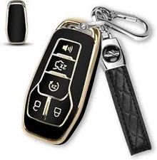 Key Fob Cover with Key Chain, SoftTPU Car Key Case Shell, Full Color: A-black