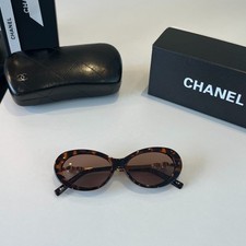 Chanel BC2108 Oval Sunglasses Tortoise Brown Lens Gold Pearl 56-16-145 New Case