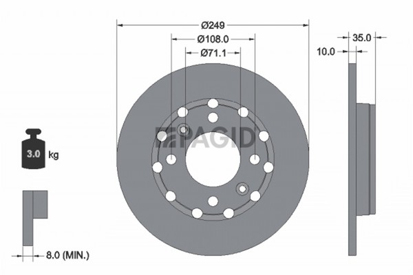 2X Pagid Bremsscheibe 56258NC FüR Opel Corsa P2JO Mokka Frontera OV24 Hybrid 208-image