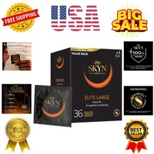 Elite Large Condoms 36 Count Ultra-Thin, Lubricated Latex-Free Condoms, L...
