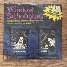 Halloween Window Silhouettes Giant Life size Ghosts New In Pkg 2-65 x33.5 E3