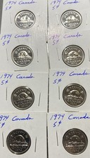 1974 Specimen Canadian Five Cents ~ L@@K Dealer Lot Of 8 GEM Mint Coins!