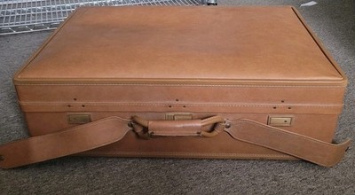 Mid Century Golden Tan Faux Leather Hartmann Luggage 25'' X 19.5'' X 8''/1960s-70s