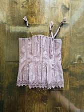 Frederick's of Hollywood Brown Mauve Corset Womens 34 Style 7000 Filigree Embroi